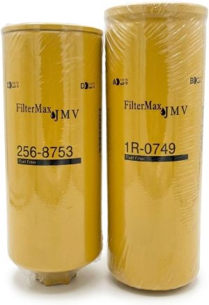 2 Pack FilterMax JMV Fuel Filter Set, 256-8753 and 1R-0749, Heavy Duty High Efficiency,